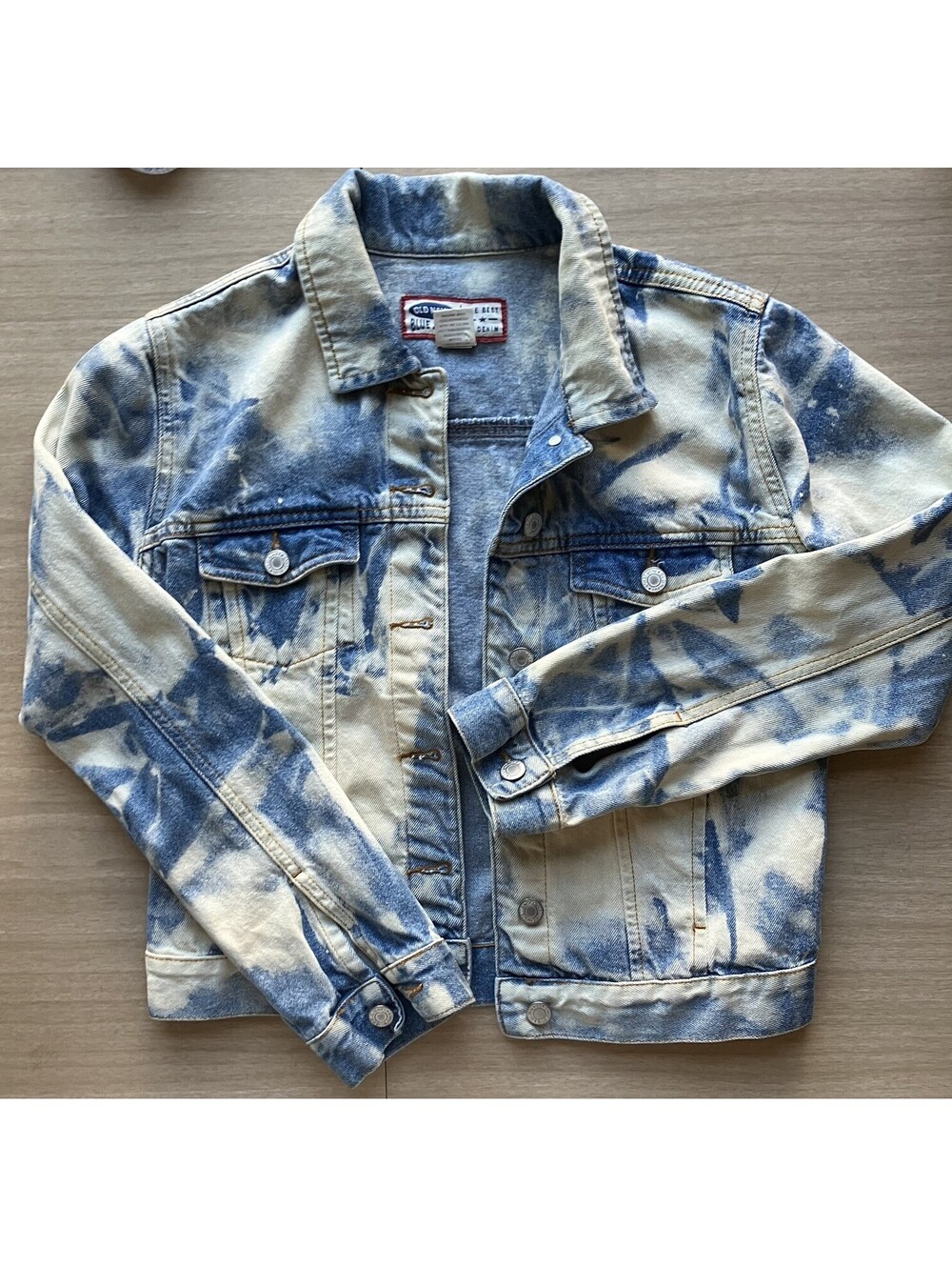 Marble Bleach Acid Wash Denim Jean Jacket Y2K Sz XS Indie Sleaze Vanguard